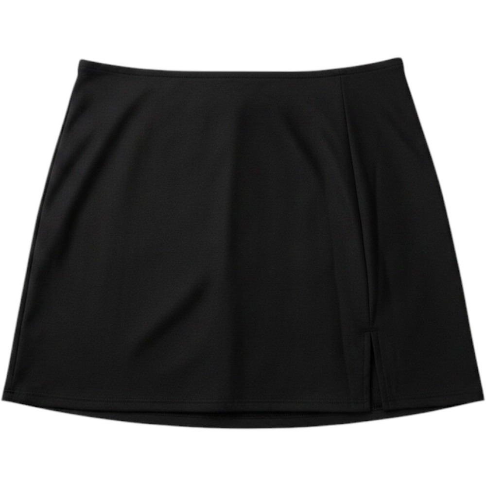Paradise Bay Swim Skirt Womens 24W Plus Black Solid Built In Brief Lined Stretch